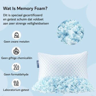 Hoofdkussen memory Foam afstelbaar 50x70cm